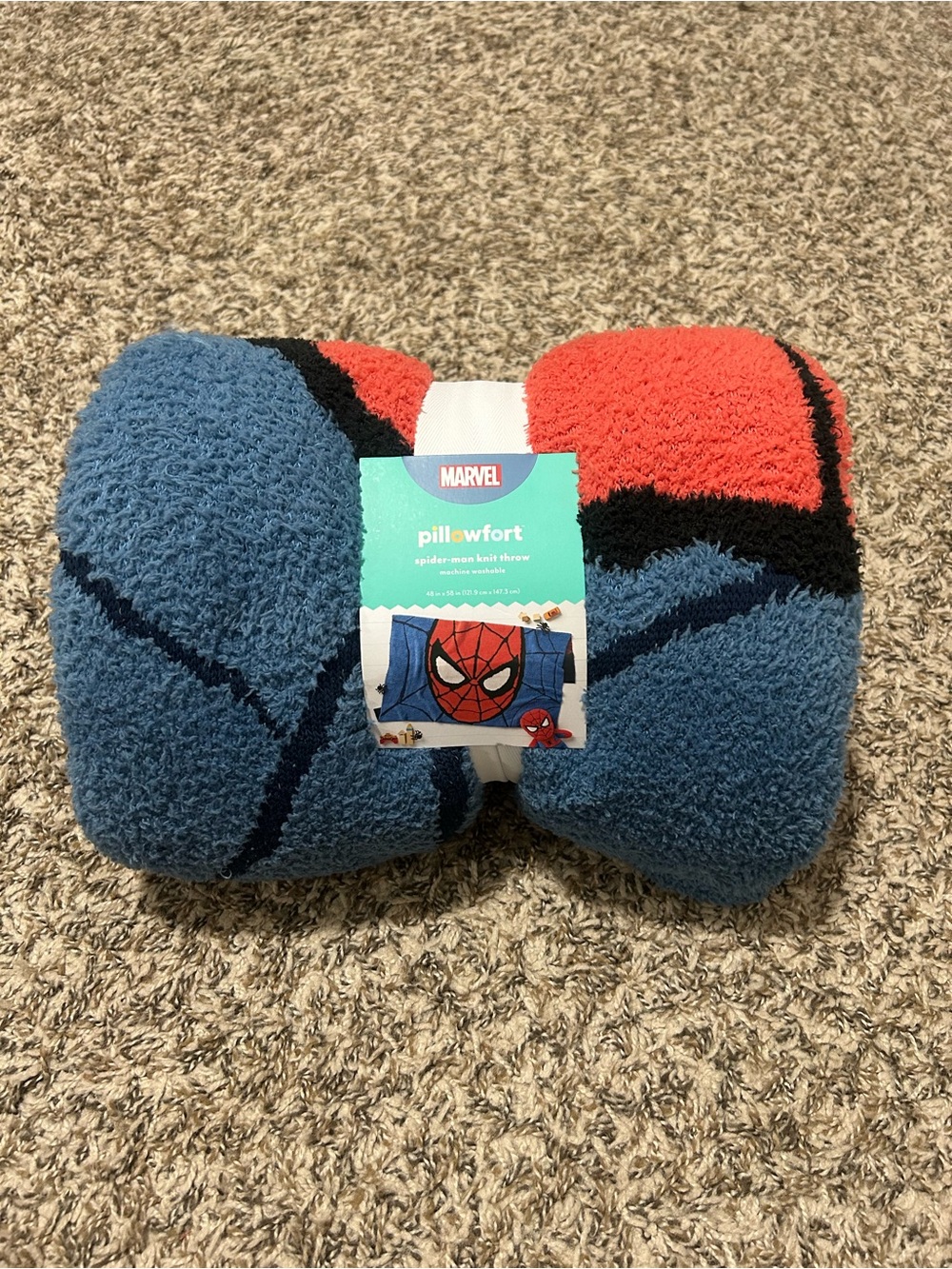 Marvel Spider-Man Plush Knit Throw - Red, Blue & Black